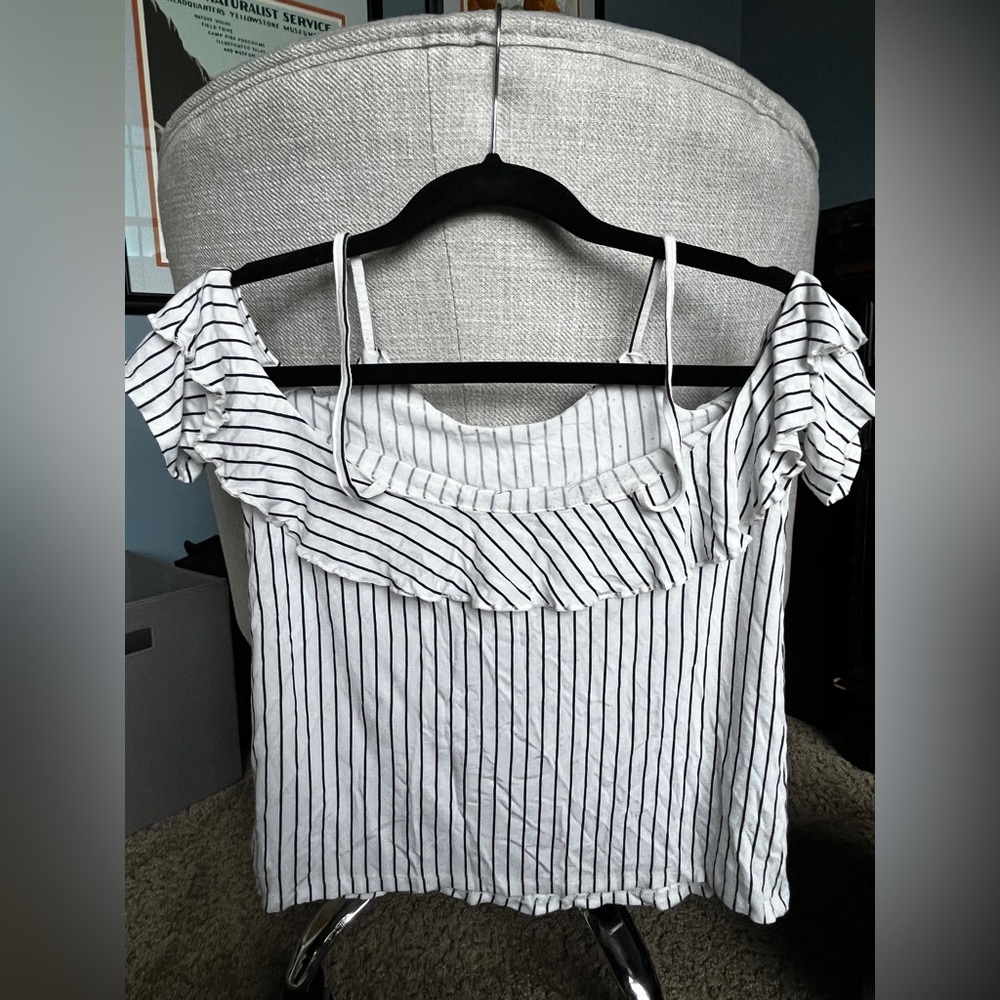 American Eagle Open Shoulder Striped Top